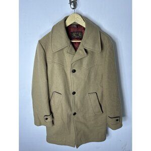 Vintage HBC The Bay 70s Wool Car Coat 42 Camel Western Yoke Made in Canada